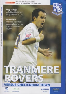 Tranmere Rovers v Cheltenham Match Programme 2007-12-29